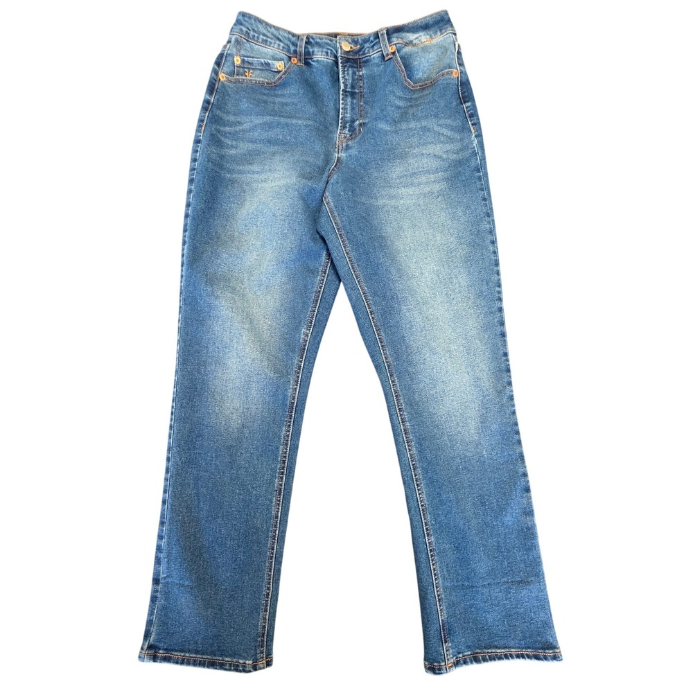 Frye High Rise Straight Leg Jeans Stretch Medium Wash 6/28 Blue‎ Denim Classic